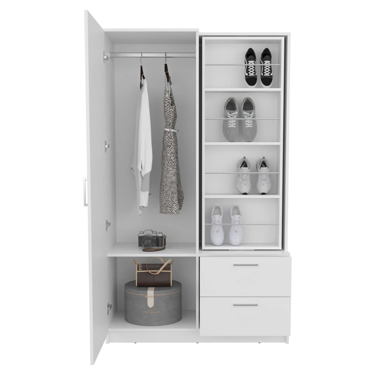 Closet Seville Blanco 106.6x180cm Con Dos Cajones Dos Puertas y Espejo - CLOSETS | Bylmo