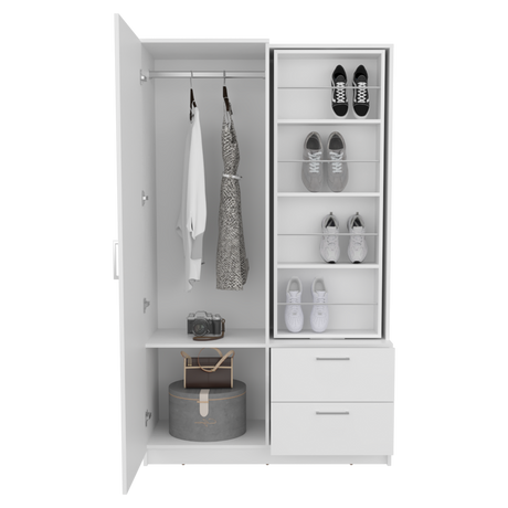 Closet Seville Blanco 106.6x180cm Con Dos Cajones Dos Puertas y Espejo - CLOSETS | Bylmo