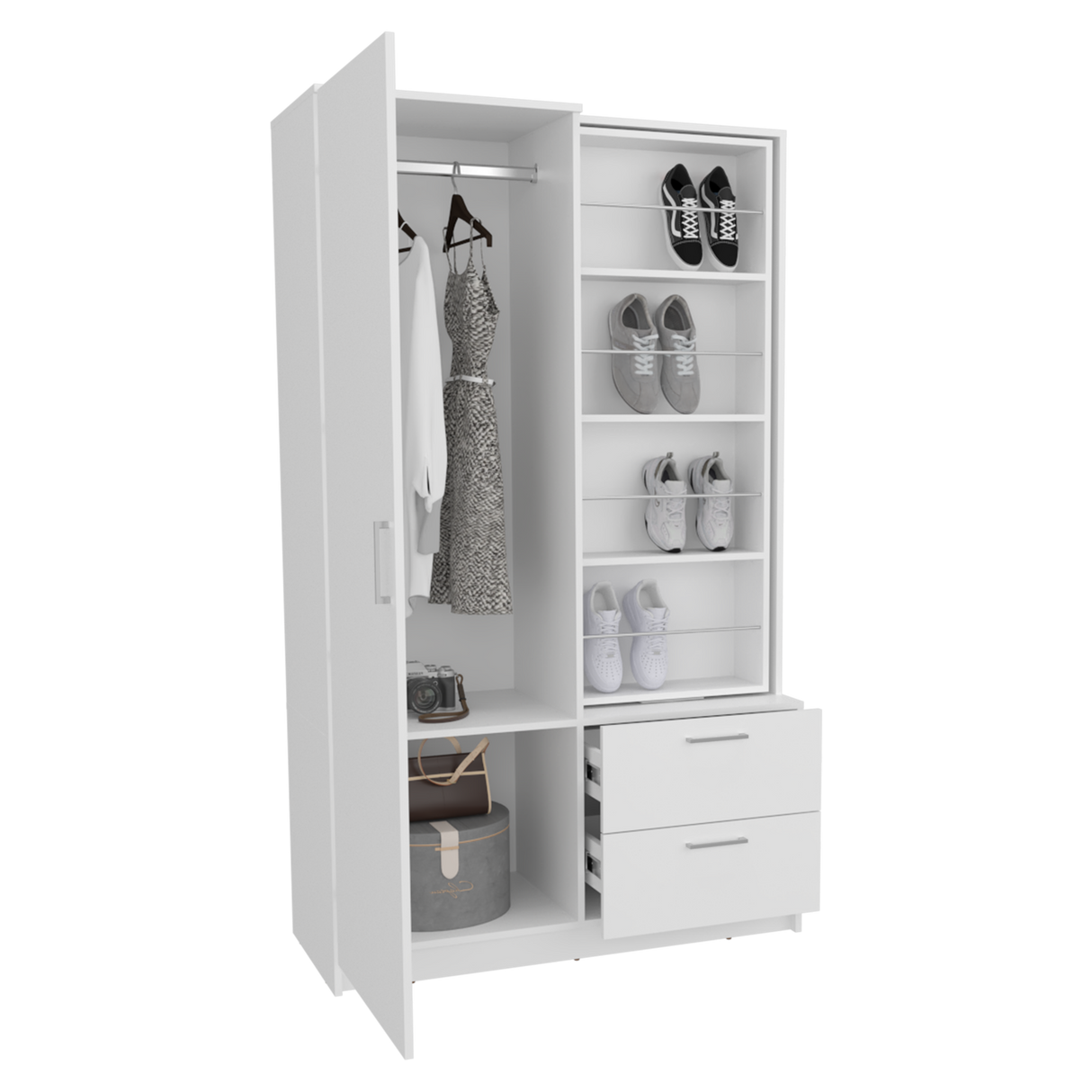 Closet Seville Blanco 106.6x180cm Con Dos Cajones Dos Puertas y Espejo - CLOSETS | Bylmo