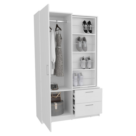 Closet Seville Blanco 106.6x180cm Con Dos Cajones Dos Puertas y Espejo - CLOSETS | Bylmo