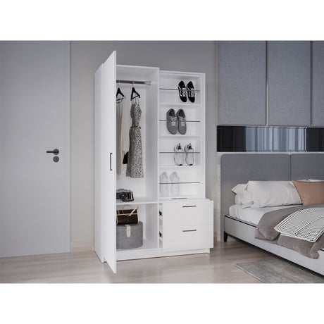 Closet Seville Blanco 106.6x180cm Con Dos Cajones Dos Puertas y Espejo - CLOSETS | Bylmo