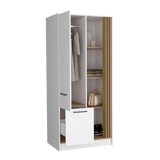 Closet Vance Blanco y Fresno Europeo 80x180cm Con Un Cajón y Una Puerta - CLOSETS | Bylmo