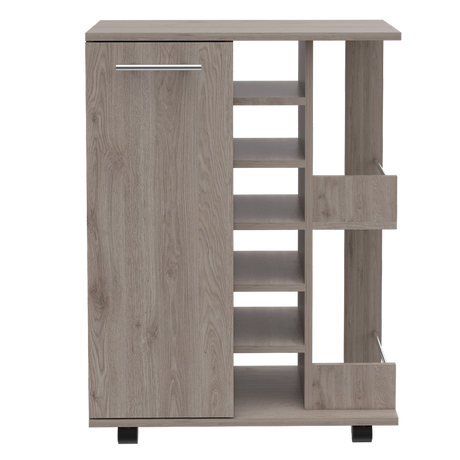 Bar Carro Cart Ceniza 60x82.1cm Con Seis Portabotellas - BARES | Bylmo