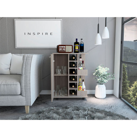 Bar Carro Cart Ceniza 60x82.1cm Con Seis Portabotellas - BARES | Bylmo