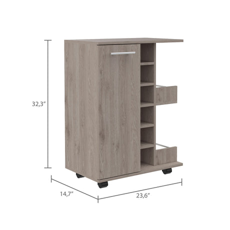 Bar Carro Cart Ceniza 60x82.1cm Con Seis Portabotellas - BARES | Bylmo