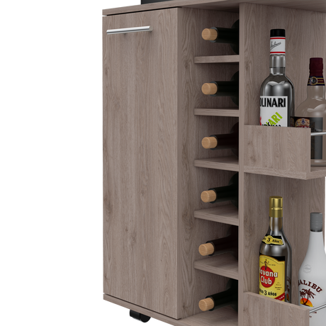 Bar Carro Cart Ceniza 60x82.1cm Con Seis Portabotellas - BARES | Bylmo