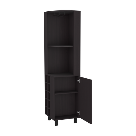 Bar Esquinero Kaia Plus Fresno Europeo y Wengue 45x180cm Con Diez Portabotellas - BARES | Bylmo