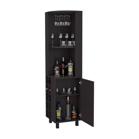 Bar Esquinero Kaia Plus Fresno Europeo y Wengue 45x180cm Con Diez Portabotellas - BARES | Bylmo