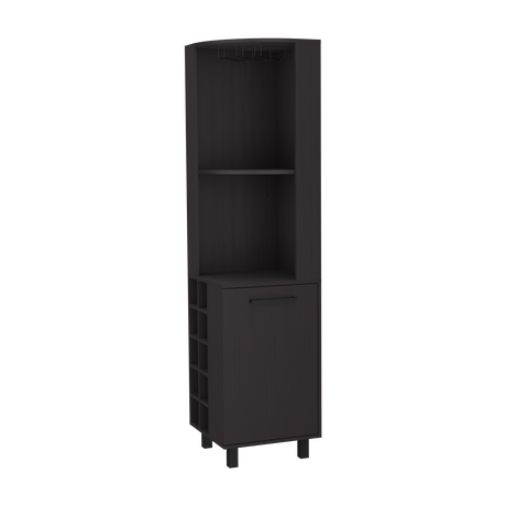 Bar Esquinero Kaia Plus Fresno Europeo y Wengue 45x180cm Con Diez Portabotellas - BARES | Bylmo