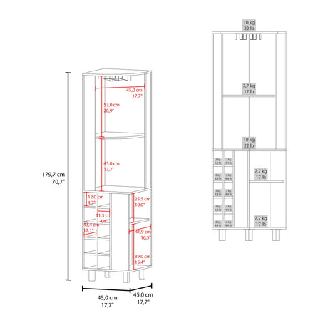 Bar Esquinero Kaia Plus Fresno Europeo y Wengue 45x180cm Con Diez Portabotellas - BARES | Bylmo