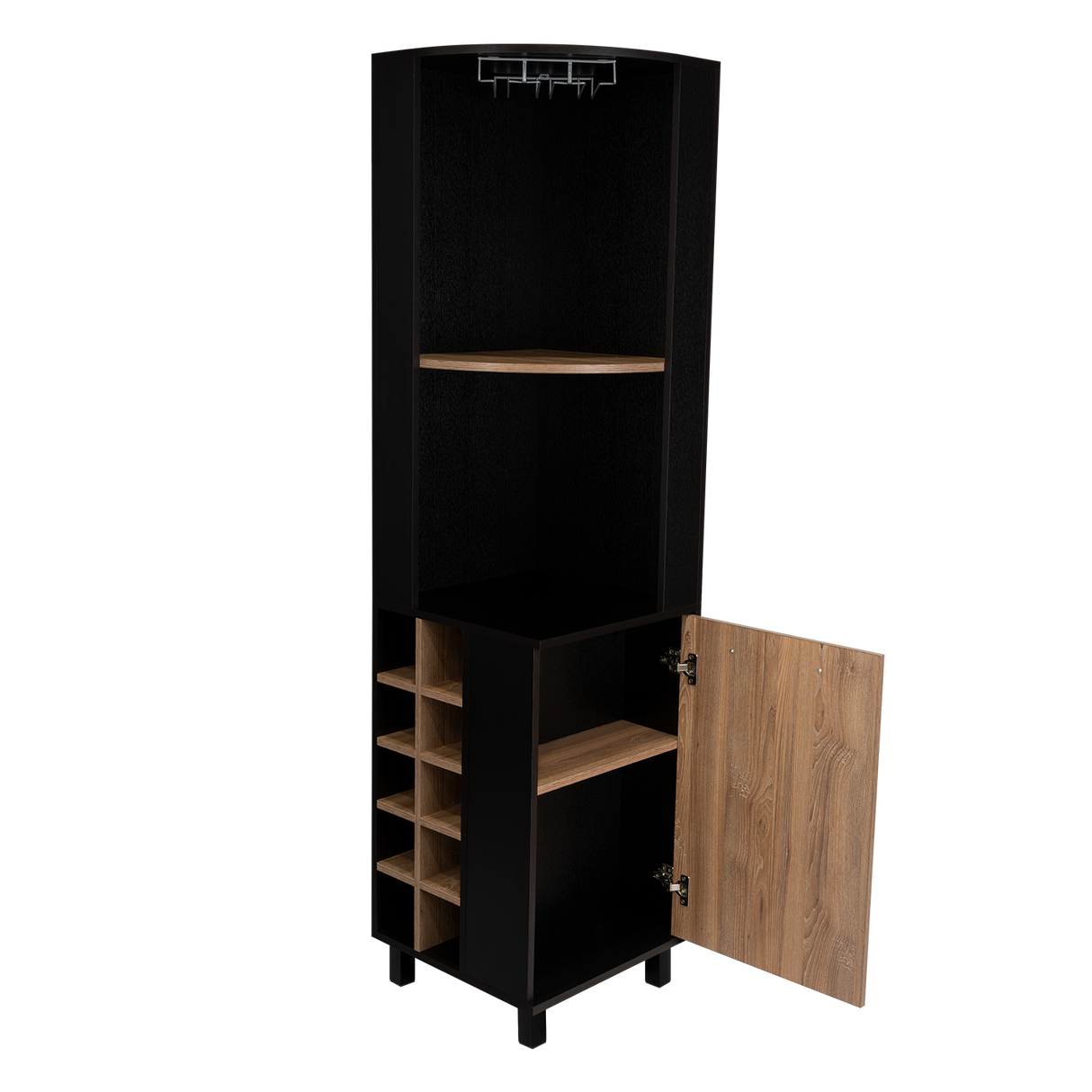 Bar Esquinero Kaia Plus Fresno Europeo y MIel 45x180cm Con Diez Portabotellas - BARES | Bylmo