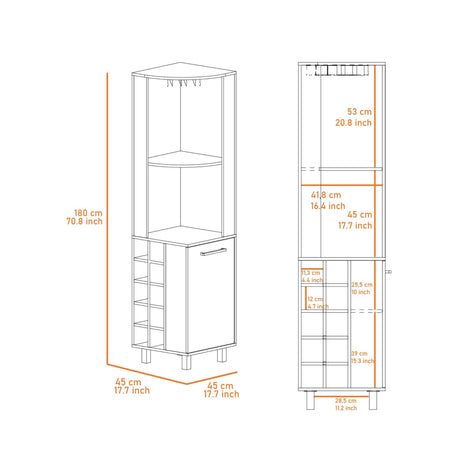 Bar Esquinero Kaia Plus Fresno Europeo y MIel 45x180cm Con Diez Portabotellas - BARES | Bylmo