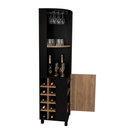 Bar Esquinero Kaia Plus Fresno Europeo y MIel 45x180cm Con Diez Portabotellas - BARES | Bylmo