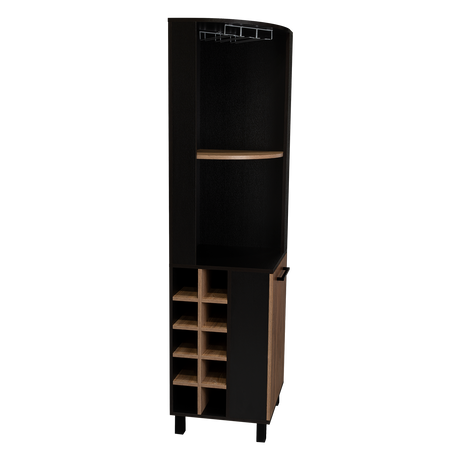 Bar Esquinero Kaia Plus Fresno Europeo y MIel 45x180cm Con Diez Portabotellas - BARES | Bylmo