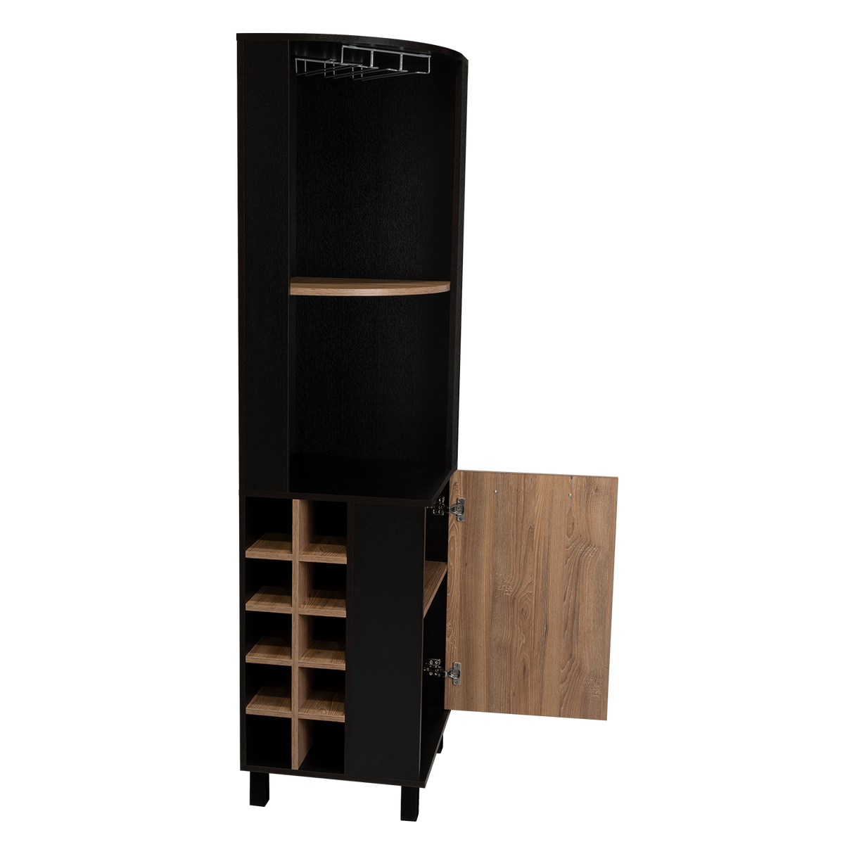 Bar Esquinero Kaia Plus Fresno Europeo y MIel 45x180cm Con Diez Portabotellas - BARES | Bylmo