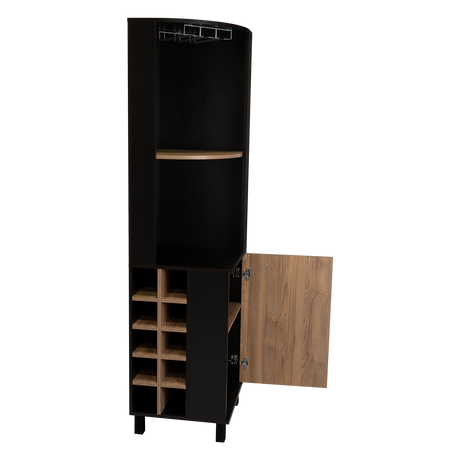 Bar Esquinero Kaia Plus Fresno Europeo y MIel 45x180cm Con Diez Portabotellas - BARES | Bylmo