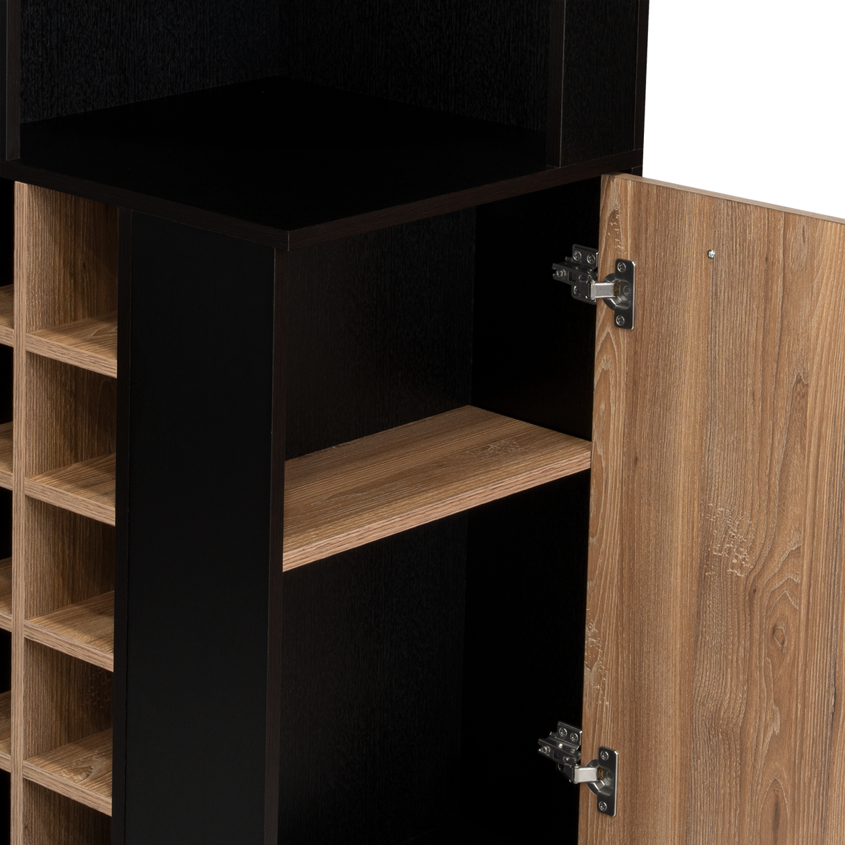 Bar Esquinero Kaia Plus Fresno Europeo y MIel 45x180cm Con Diez Portabotellas - BARES | Bylmo