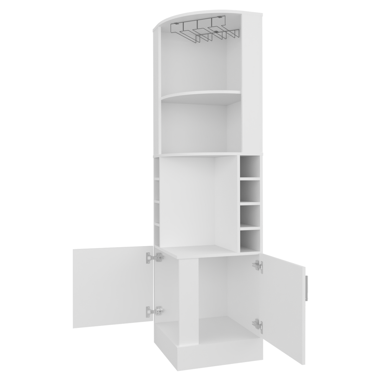 Bar Esquinero Beijing Blanco 46.9x180cm Con Ocho Portabotellas - BARES | Bylmo