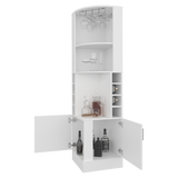Bar Esquinero Beijing Blanco 46.9x180cm Con Ocho Portabotellas - BARES | Bylmo