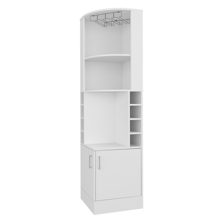 Bar Esquinero Beijing Blanco 46.9x180cm Con Ocho Portabotellas - BARES | Bylmo