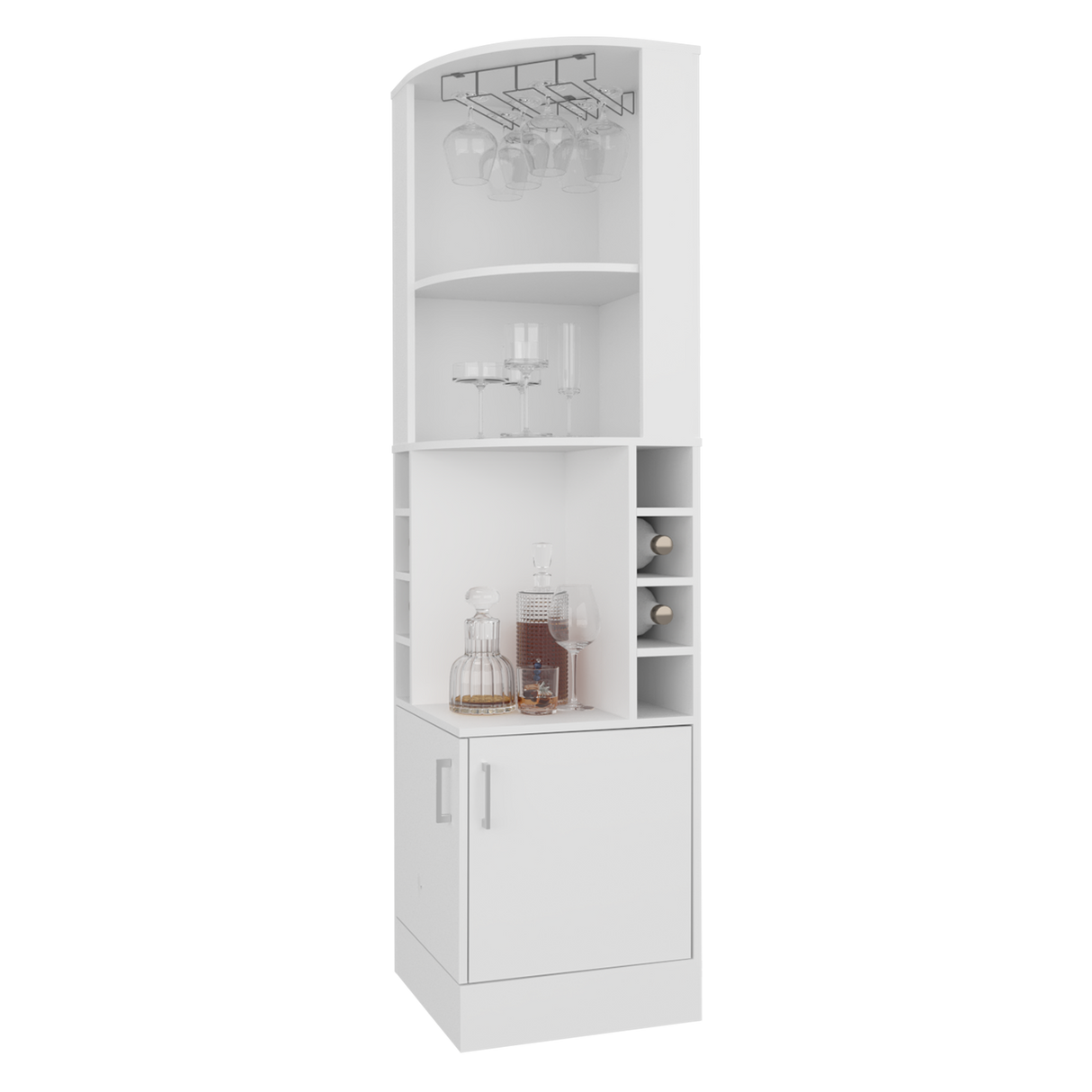Bar Esquinero Beijing Blanco 46.9x180cm Con Ocho Portabotellas - BARES | Bylmo