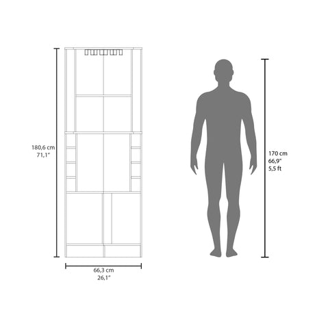 Bar Esquinero Beijing Blanco 46.9x180cm Con Ocho Portabotellas - BARES | Bylmo