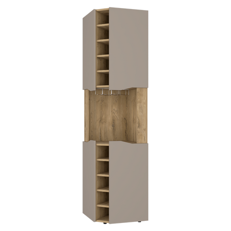 Bar Esquinero Obregon Macadamia y Taupe 45x180cm Con Diez Portabotellas - BARES | Bylmo