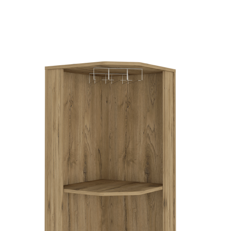 Bar Esquinero Shanghai Macadamia 45x180cm Con Cinco Portabotellas - BARES | Bylmo