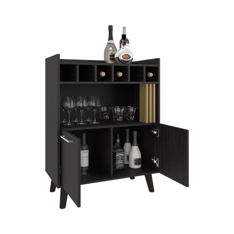 Bar Vance Wengue y Fresno Europeo 78.4x101.6cm Con Seis Portabotellas - BARES | Bylmo