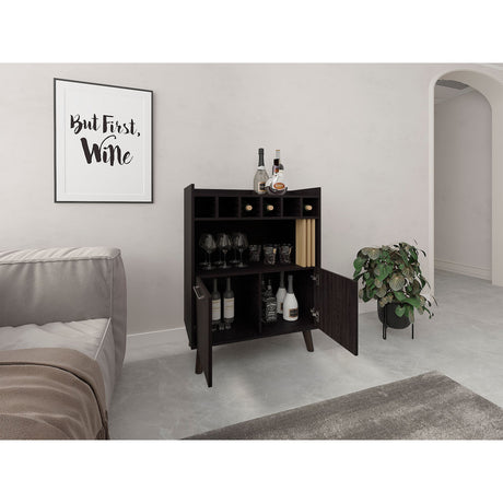 Bar Vance Wengue y Fresno Europeo 78.4x101.6cm Con Seis Portabotellas - BARES | Bylmo