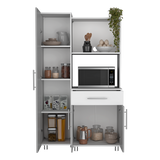 Alacena Pantress Blanco y Gris 98x165cm Con Tres Puertas - ALACENAS Y MUEBLES MICROONDAS | Bylmo