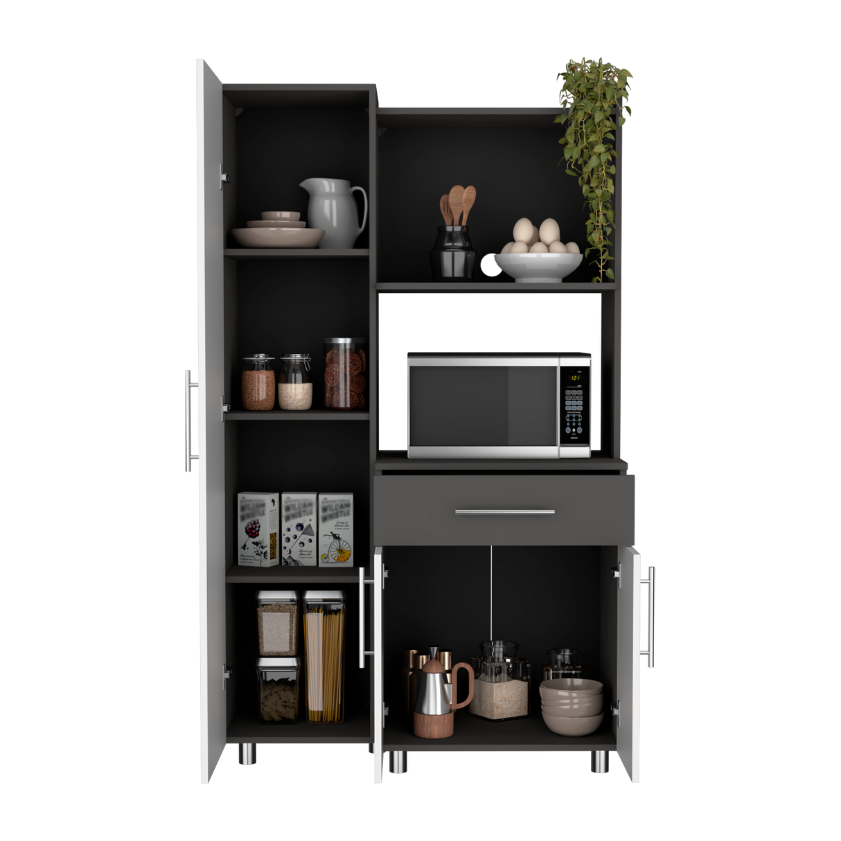Alacena Pantress Blanco y Plomo 98x165cm Con Tres Puertas - ALACENAS Y MUEBLES MICROONDAS | Bylmo