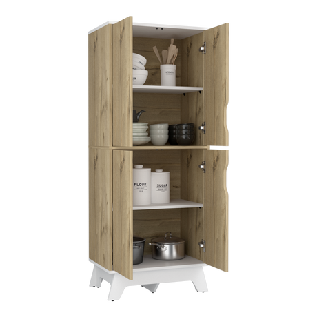 Alacena Bi color Duna y Blanco 60x150.7cm Con Cuatro Puertas - ALACENAS Y MUEBLES MICROONDAS | Bylmo