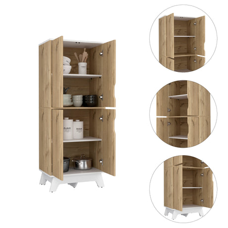Alacena Bi color Duna y Blanco 60x150.7cm Con Cuatro Puertas - ALACENAS Y MUEBLES MICROONDAS | Bylmo