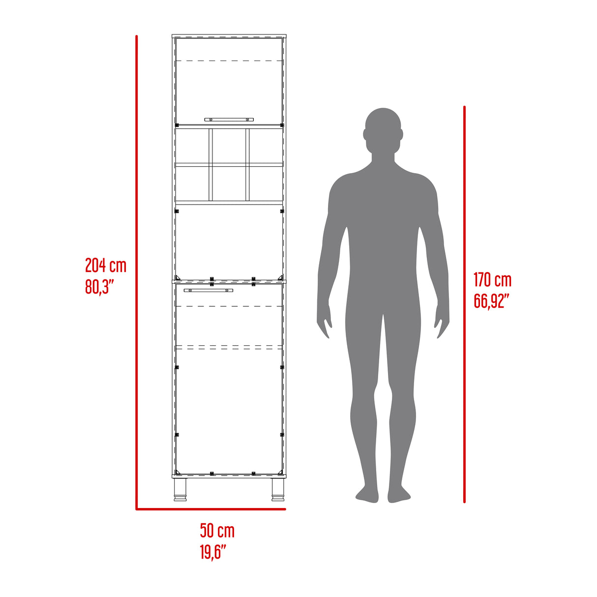 Alacena Attica Duna y Blanco 50x204cm Con Dos Puertas - ALACENAS Y MUEBLES MICROONDAS | Bylmo