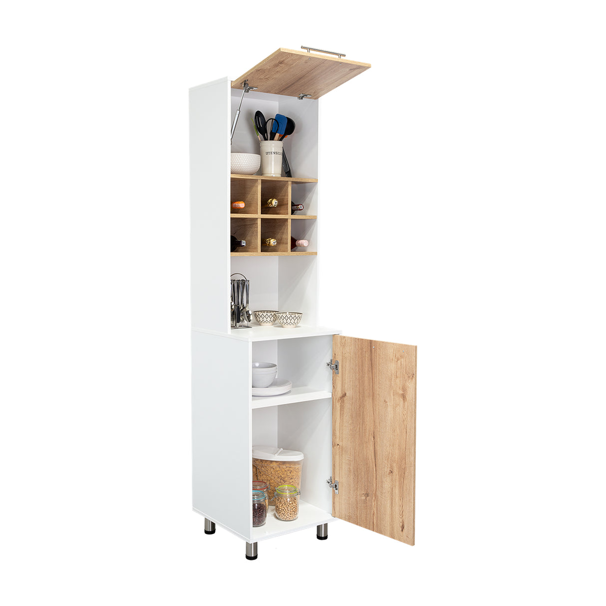 Alacena Attica Duna y Blanco 50x204cm Con Dos Puertas - ALACENAS Y MUEBLES MICROONDAS | Bylmo