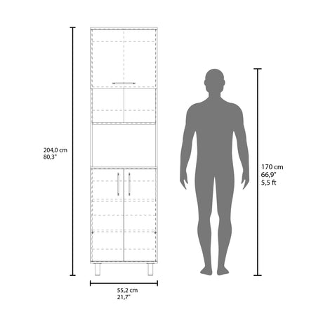 Alacena Bombona Blanco 55.2x204cm Con Dos Puertas - ALACENAS Y MUEBLES MICROONDAS | Bylmo