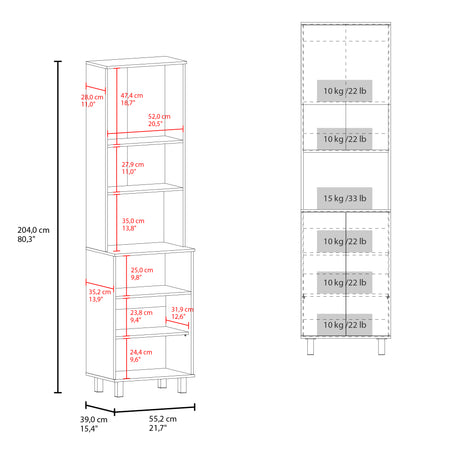 Alacena Bombona Blanco 55.2x204cm Con Dos Puertas - ALACENAS Y MUEBLES MICROONDAS | Bylmo