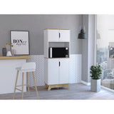 Módulo Microondas Bi Color Blanco y Duna 65x170.6cm Con Cuatro Puertas - ALACENAS Y MUEBLES MICROONDAS | Bylmo