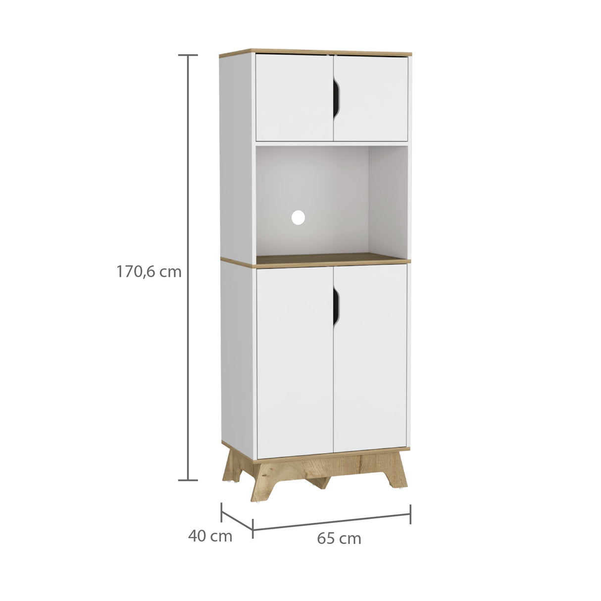 Módulo Microondas Bi Color Blanco y Duna 65x170.6cm Con Cuatro Puertas - ALACENAS Y MUEBLES MICROONDAS | Bylmo