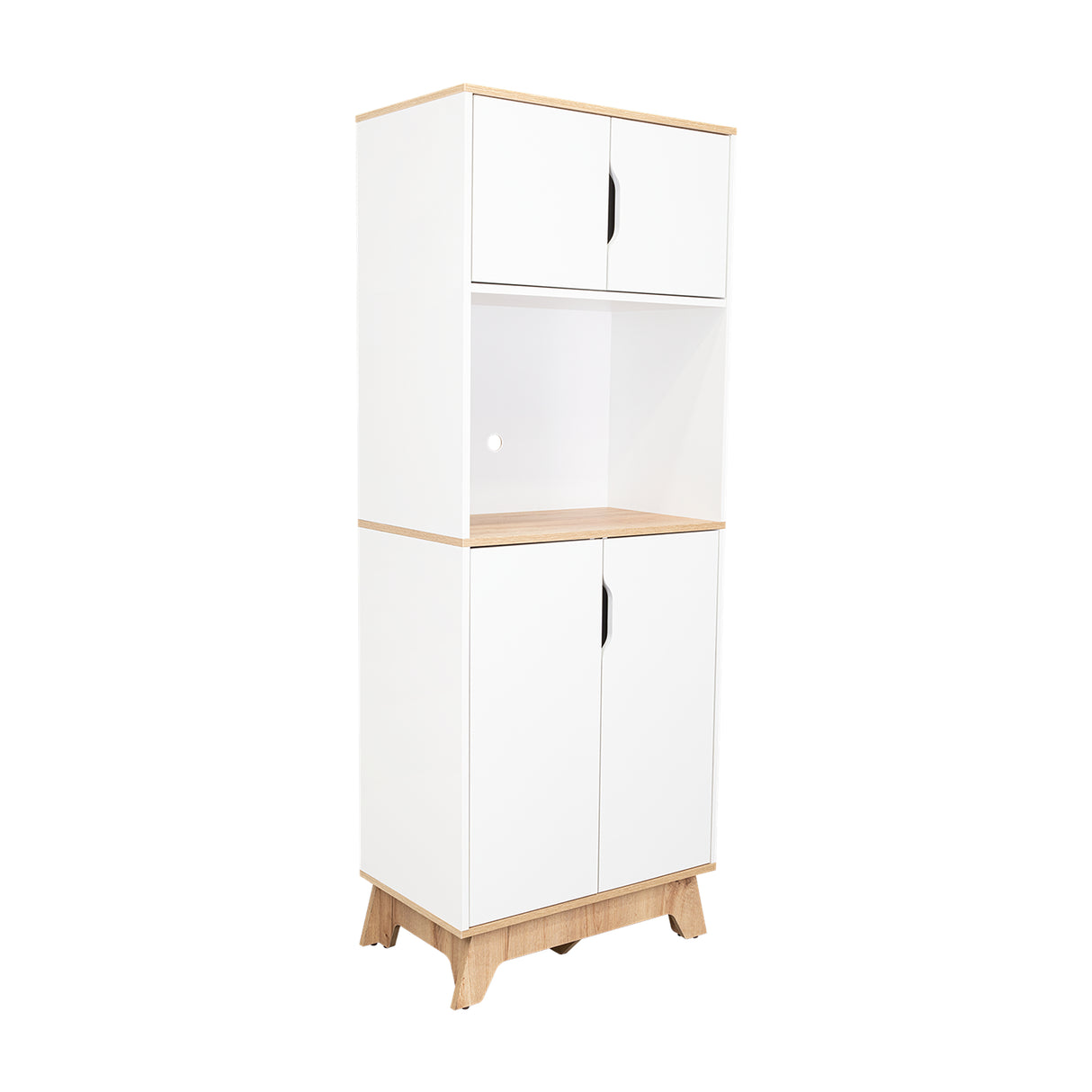 Módulo Microondas Bi Color Blanco y Duna 65x170.6cm Con Cuatro Puertas - ALACENAS Y MUEBLES MICROONDAS | Bylmo