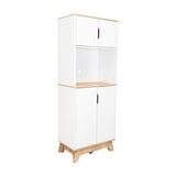 Módulo Microondas Bi Color Blanco y Duna 65x170.6cm Con Cuatro Puertas - ALACENAS Y MUEBLES MICROONDAS | Bylmo