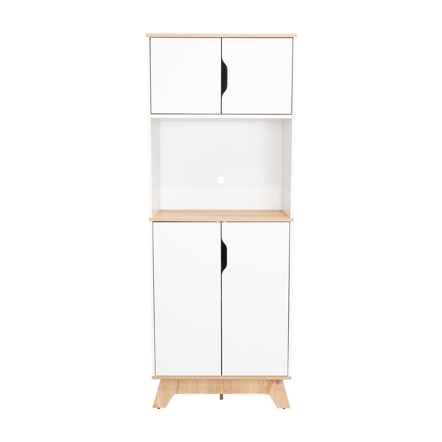 Módulo Microondas Bi Color Blanco y Duna 65x170.6cm Con Cuatro Puertas - ALACENAS Y MUEBLES MICROONDAS | Bylmo