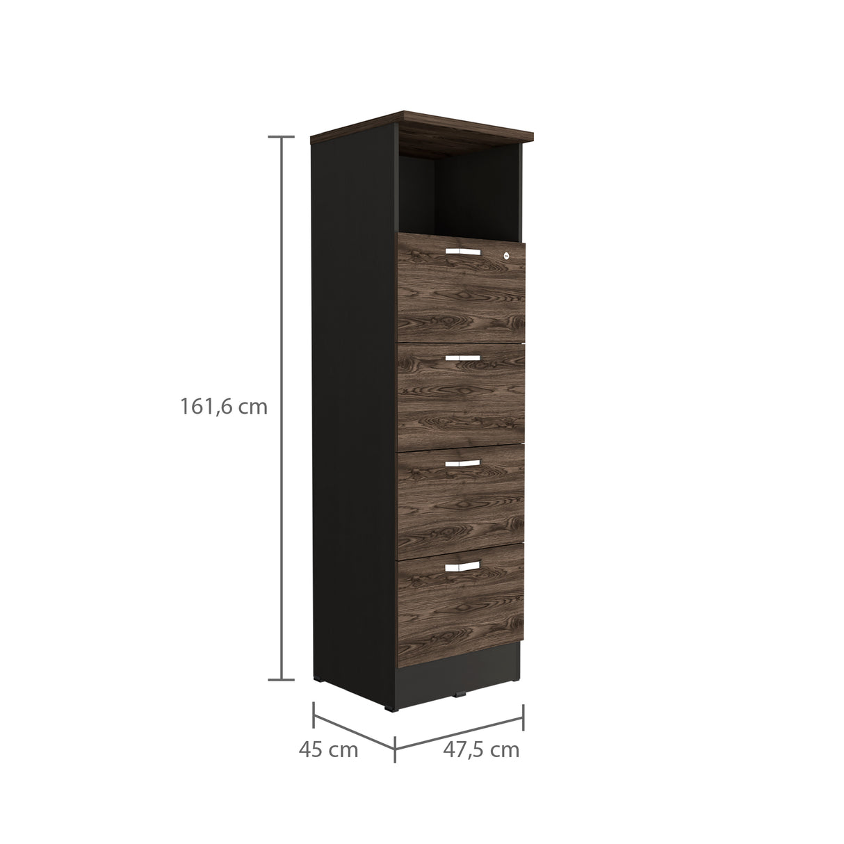 Archivador Home Office Coñac y Wengue 47.5x161.6cm Con Cuatro Cajones y Repisa - ARCHIVADORES | Bylmo