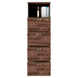 Archivador Home Office Coñac y Wengue 47.5x161.6cm Con Cuatro Cajones y Repisa - ARCHIVADORES | Bylmo