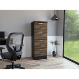 Archivador Home Office Coñac y Wengue 47.5x132.2cm Con Cuatro Cajonres - ARCHIVADORES | Bylmo