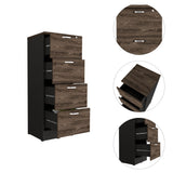 Archivador Home Office Coñac y Wengue 47.5x132.2cm Con Cuatro Cajonres - ARCHIVADORES | Bylmo