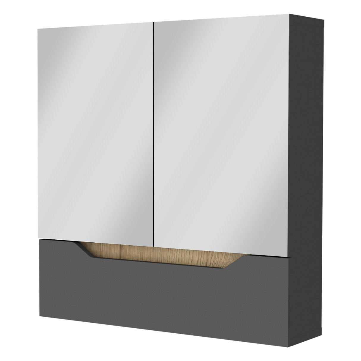 Gabinete de Baño Rectangular Laurent Plomo y Duna 60x62cm Con Espejo y Dos Entrepaños - GABINETES DE BANHO | Bylmo