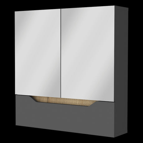 Gabinete de Baño Rectangular Laurent Plomo y Duna 60x62cm Con Espejo y Dos Entrepaños - GABINETES DE BANHO | Bylmo