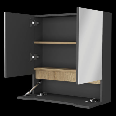 Gabinete de Baño Rectangular Laurent Plomo y Duna 60x62cm Con Espejo y Dos Entrepaños - GABINETES DE BANHO | Bylmo